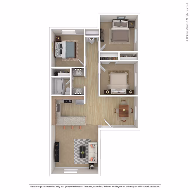 Three Bedroom (EG) 71 floor plan